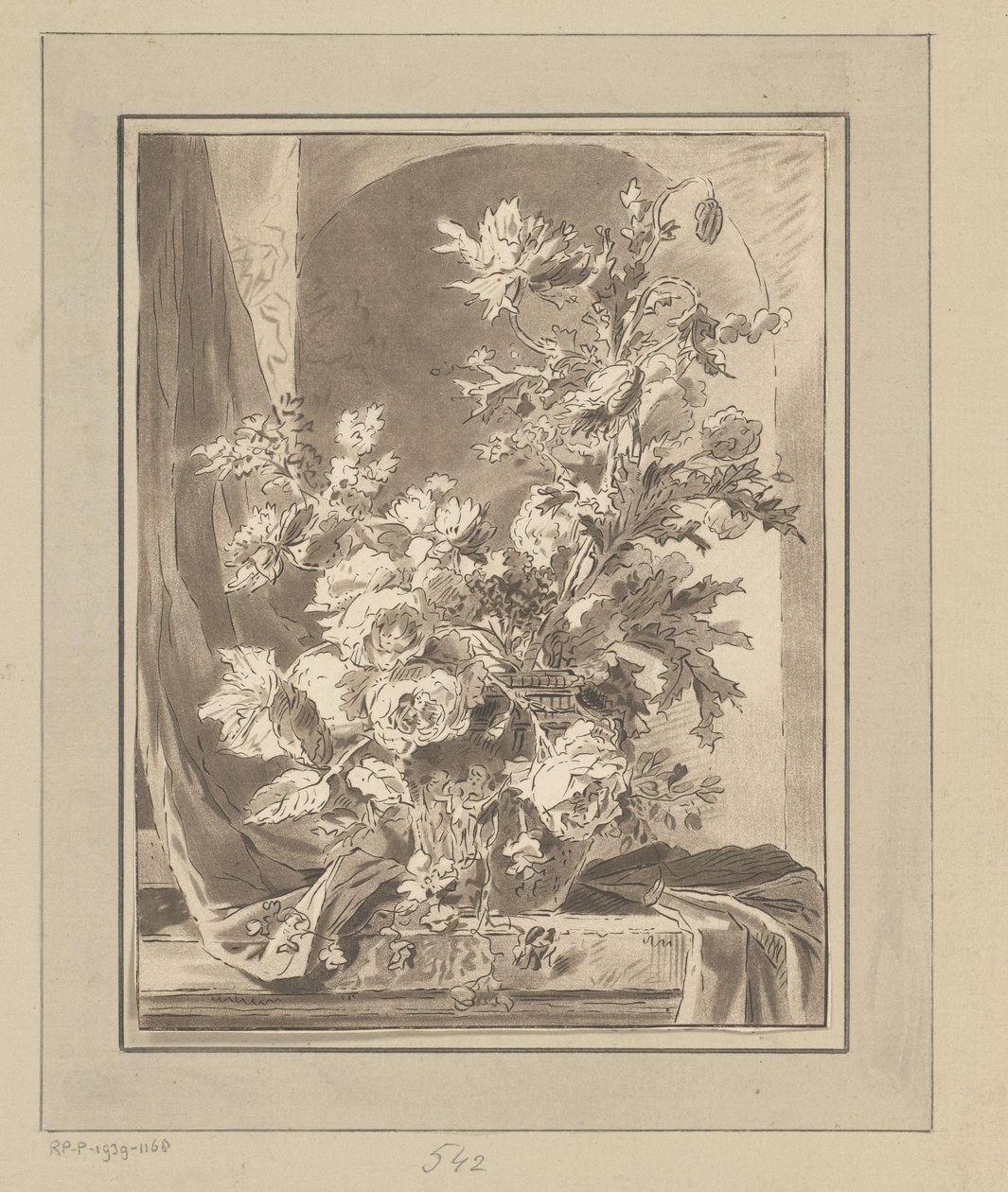 Vase mit Blumen vor einer Nische von Bernhard Schreuder