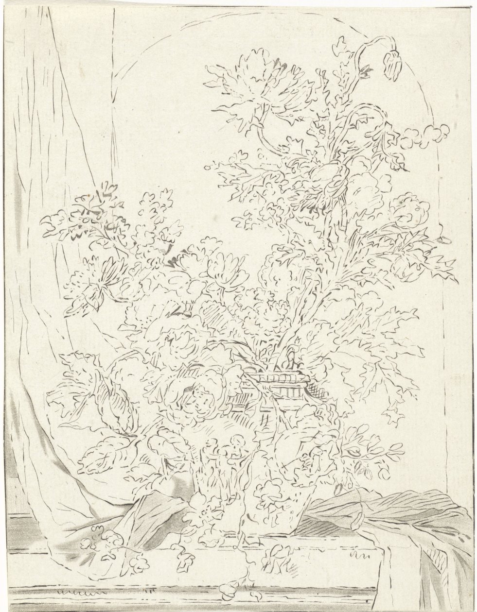 Vase mit Blumen vor einer Nische von Bernhard Schreuder