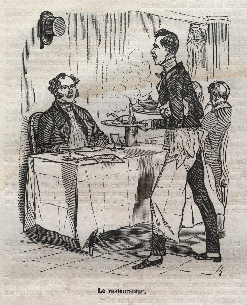 Der Restaurateur - Gravur in Die Physiologie des Geschmacks von Jean Anthelme Brillat Savarin von Bertall