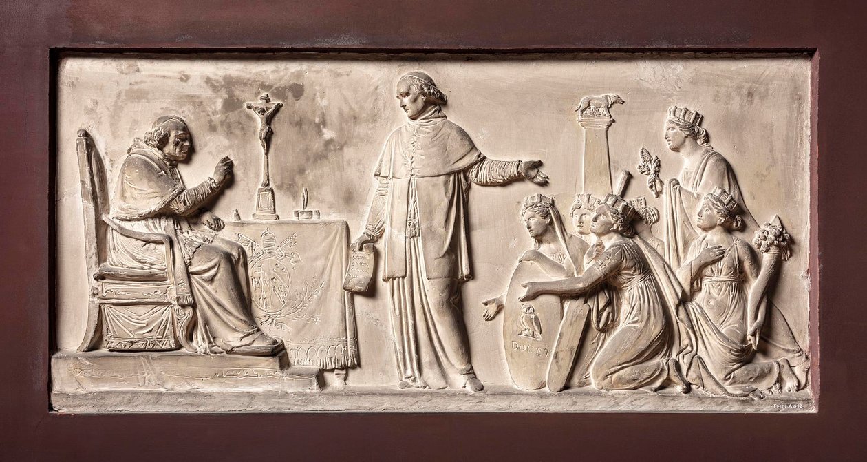 Kardinal Ercole Consalvi stellt die päpstlichen Provinzen an Pius VII. wieder her von Bertel Thorvaldsen