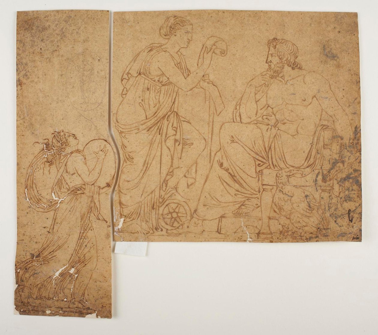 Mänade spielt das Zimbel. Nemesis liest Jupiter die Taten der Menschen vor von Bertel Thorvaldsen