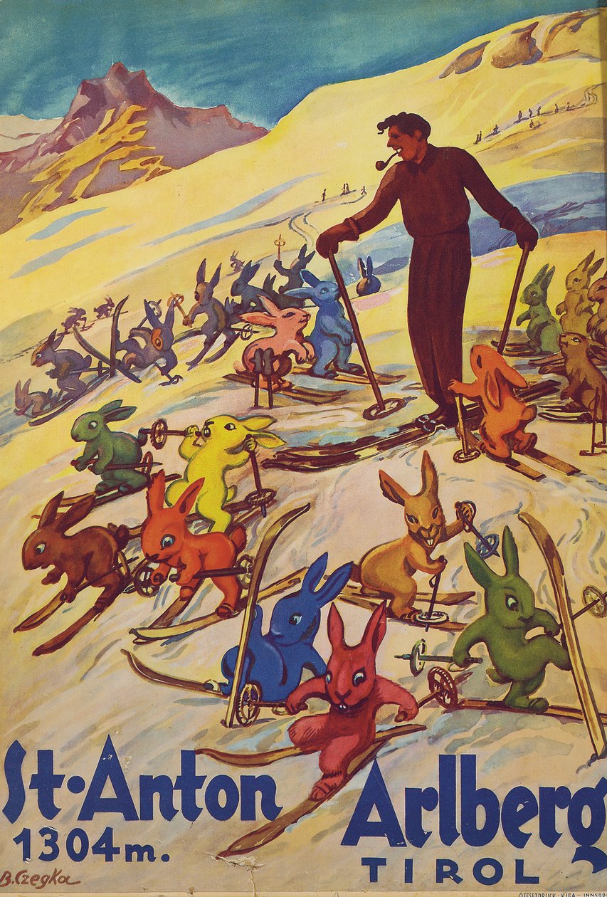 St. Anton, Arlberg, um 1930 von Bertha Czegka