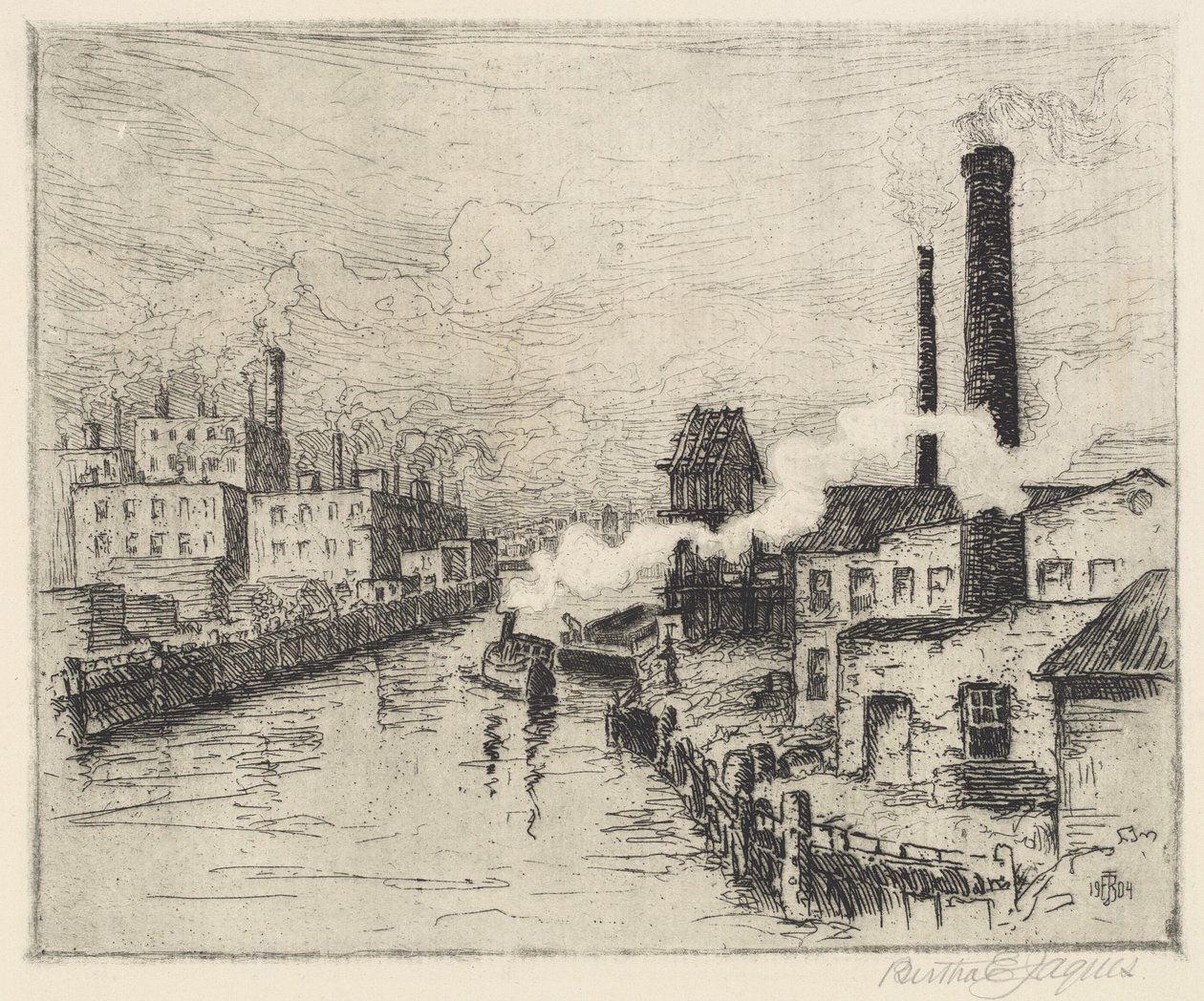 Fabriken am Chicago River von Bertha Evelyn Jaques