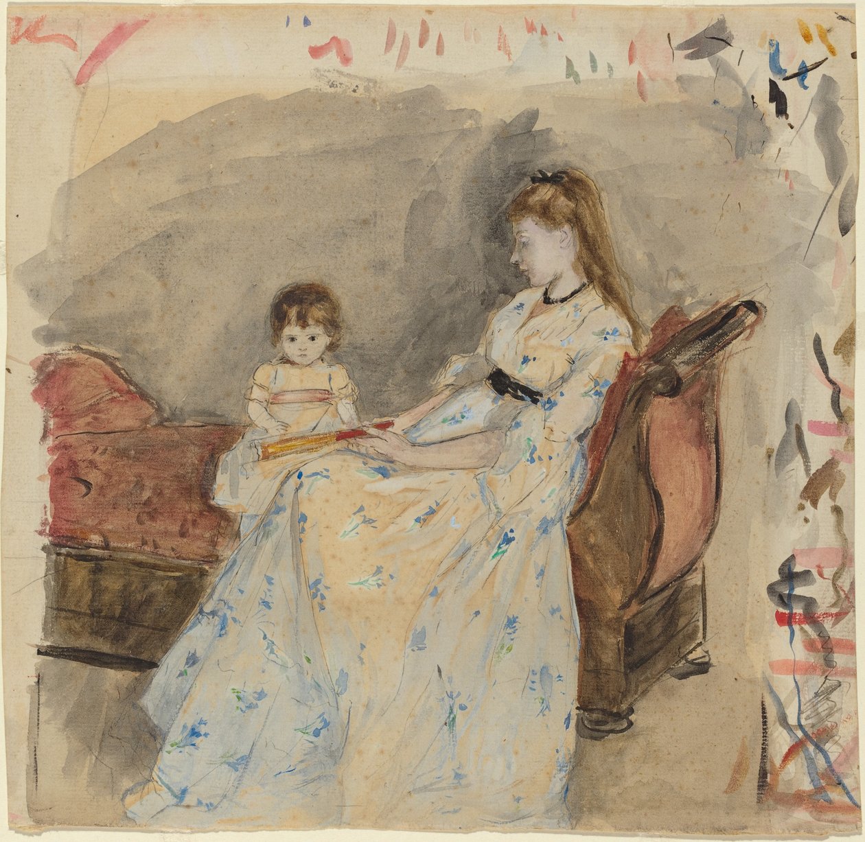 Die Schwester des Künstlers, Edma, mit ihrer Tochter Jeanne von Berthe Morisot