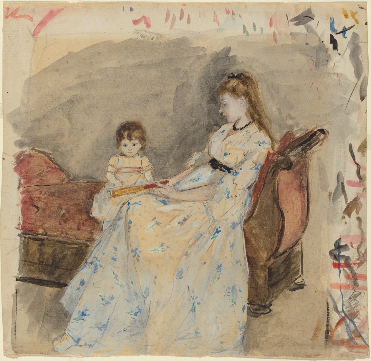 Die Schwester des Künstlers, Edma, mit ihrer Tochter Jeanne, 1872 von Berthe Morisot