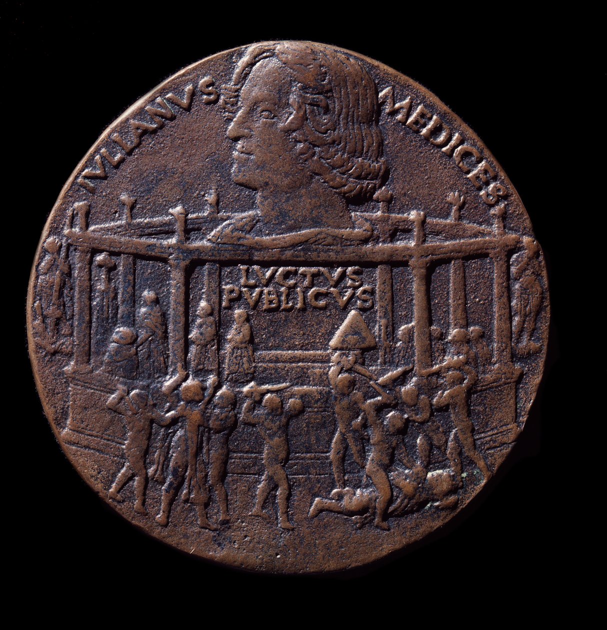 Bronzemedaille zur Pazzi-Verschwörung (1478) von Bertoldo di Giovanni