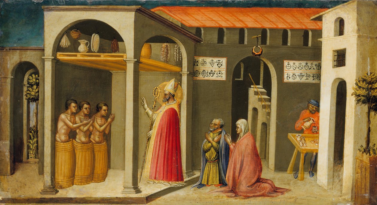 Der heilige Nikolaus erweckt drei Jugendliche zum Leben, 1433-35 von Bicci di Lorenzo