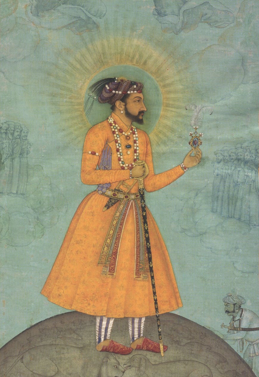 Mogulkaiser Shah Jahan stehend auf einem Globus (CBL In 07A.16) von Bichitr