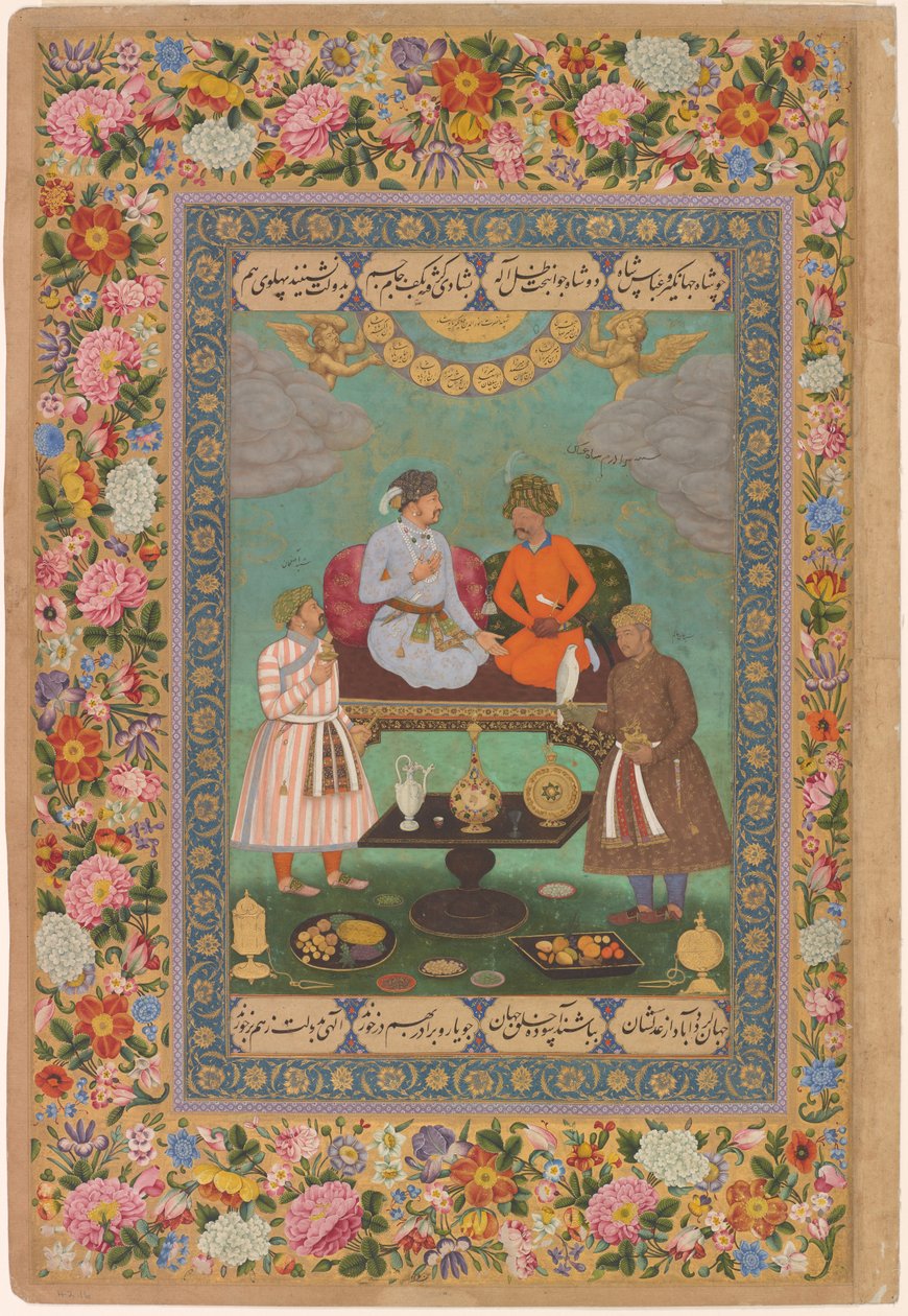 Jahangir bewirtet Shah Abbas aus dem St. Petersburger Album, ca. 1620 von Bishandas