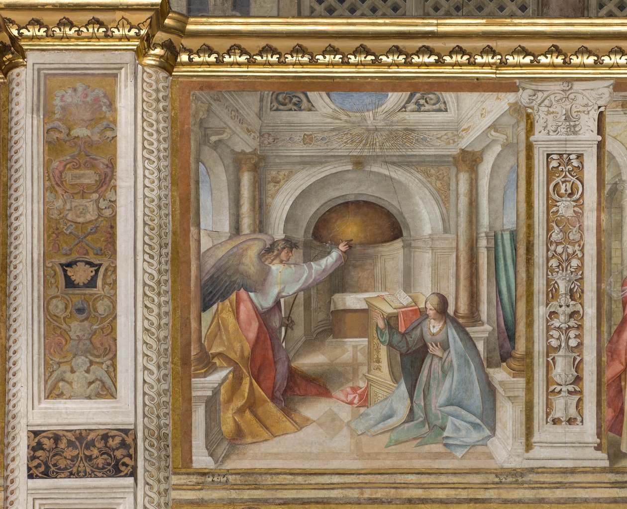 Zentrales Kirchenschiff, drittes nördliches Joch, Verkündigung von Boccaccio Boccaccino