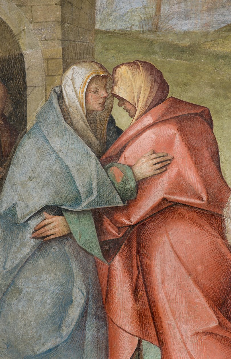 Zentrales Schiff, drittes nördliches Joch, Heimsuchung, Boccaccio Boccaccino 1516-17 (Detail) von Boccaccio Boccaccino