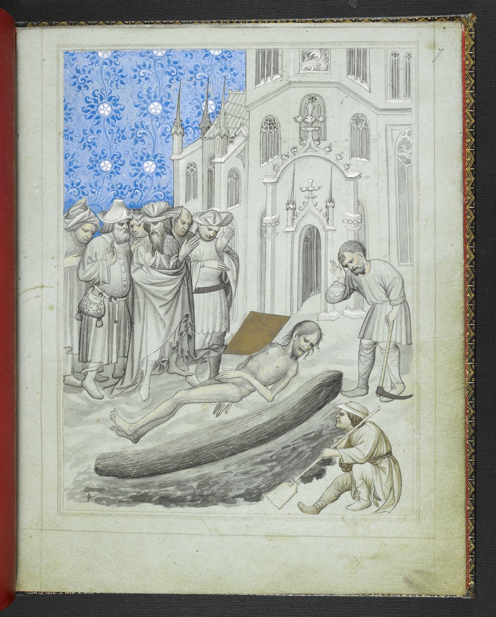 Add 24189, f.7r, Die Entdeckung des Grabes von Hermes Trismegistus, aus dem 
