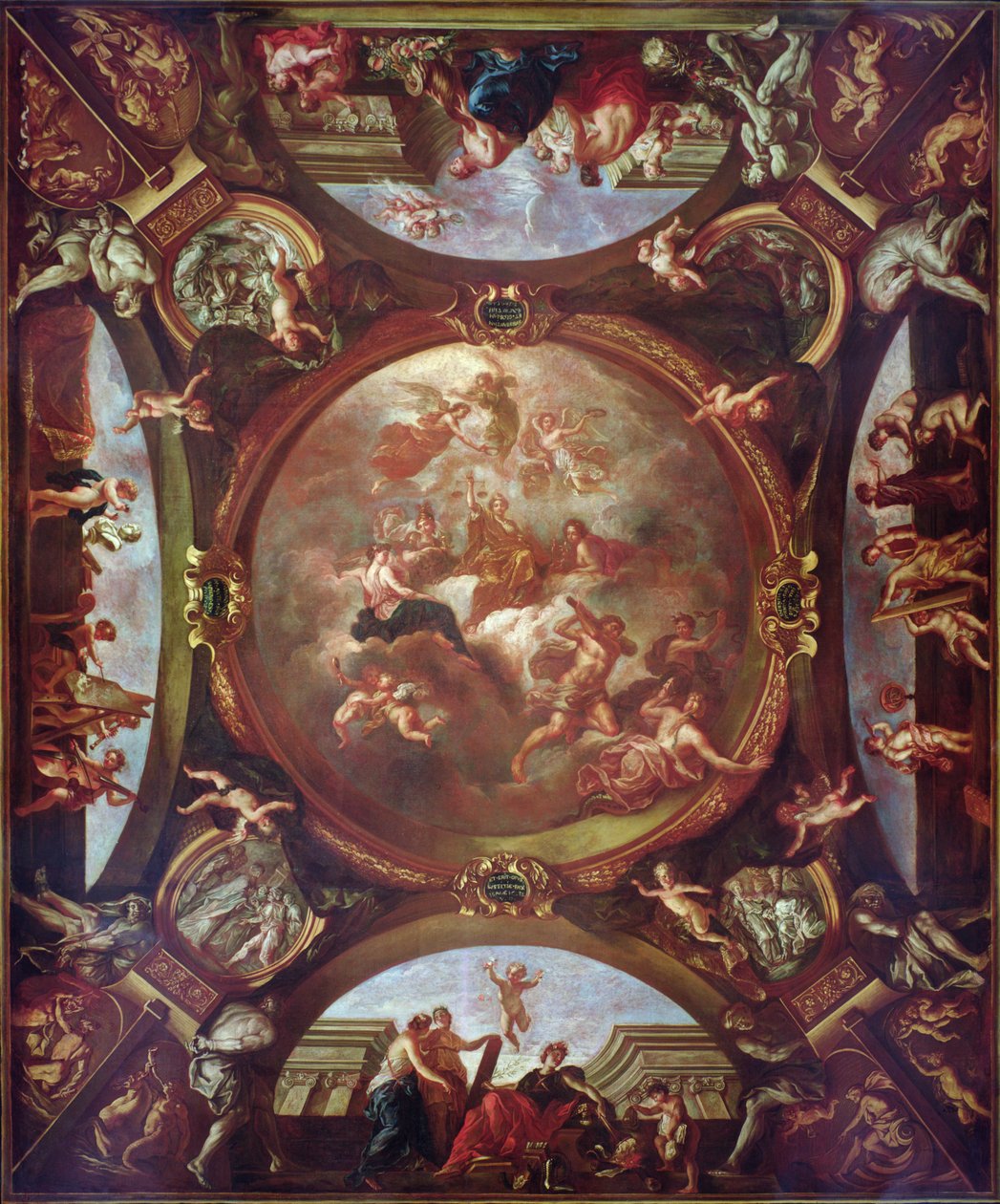 Gerechtigkeit sichert den Frieden und schützt die Künste, Studie für die Decke der Zweiten Kammer der Petitionen des Parlaments von Paris, 1688 von Bon de Boulogne