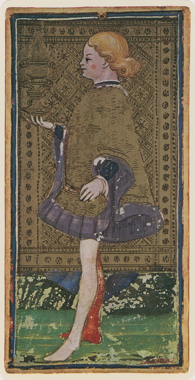 Der Bube der Kelche, Faksimile einer Tarotkarte aus dem 