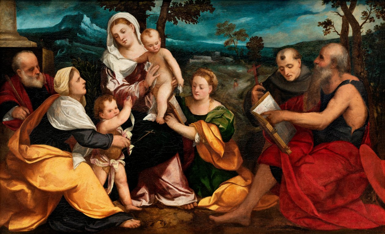 Die Heilige Familie umgeben von Heiligen, um 1530 von Bonifazio Veronese