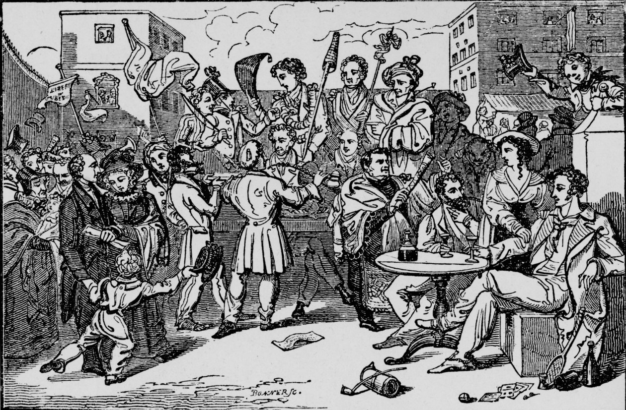 Eine Scheinwahl im Kings Bench Gefängnis, ca. 1828, 1912 von Bonner