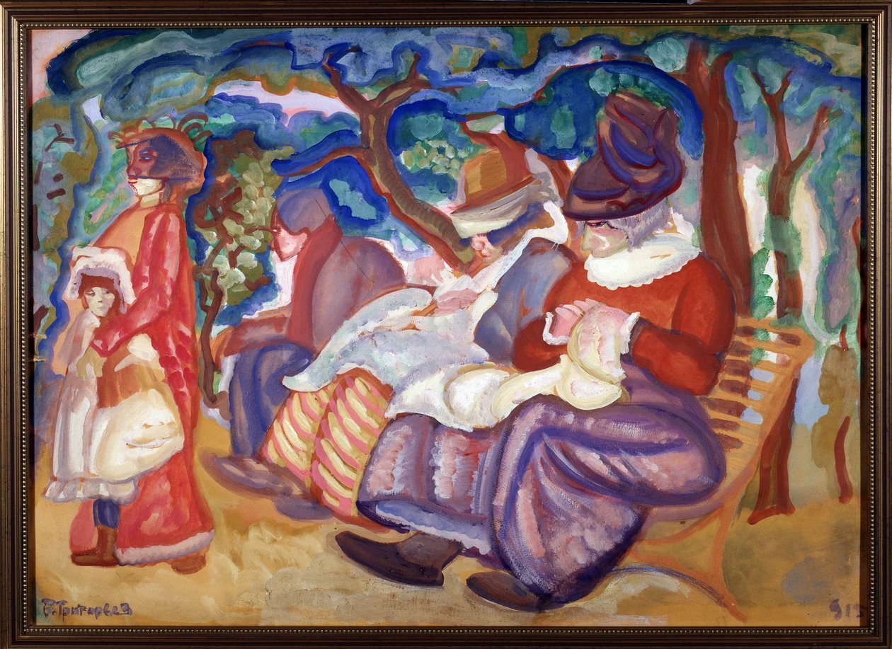 Kindermädchen im Bois de Boulogne von Boris Dmitrievich Grigoriev