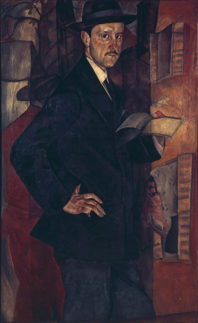 Porträt des Künstlers Mstislav Dobuzhinsky 1875-1957, 1917 von Boris Dmitrievich Grigoriev