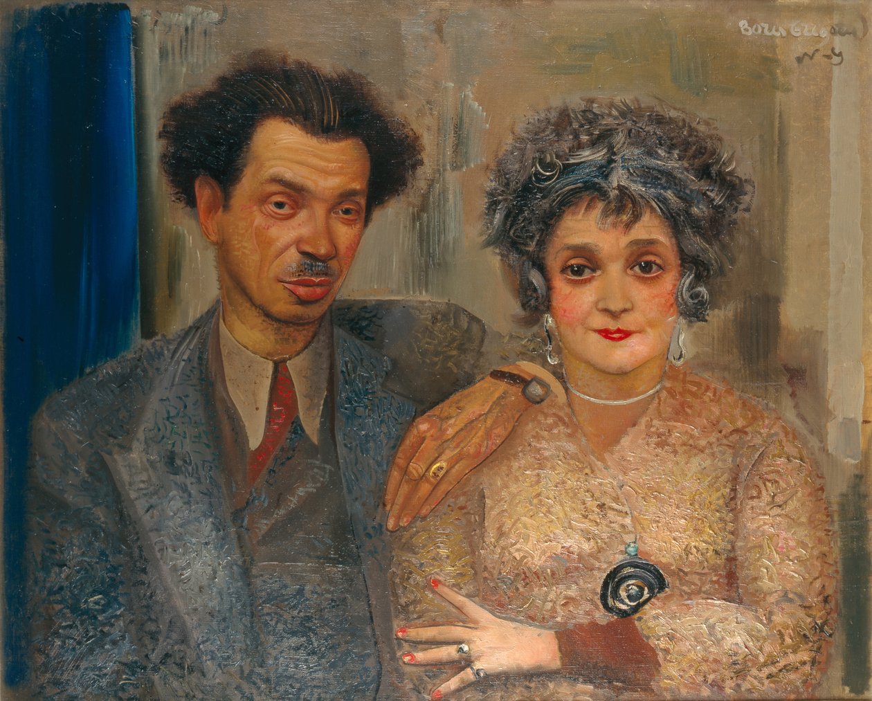 Porträt des Künstlers Nikiolai Remizov 1887-1975 mit seiner Frau, zwischen 1926 und 1933 von Boris Dmitrievich Grigoriev