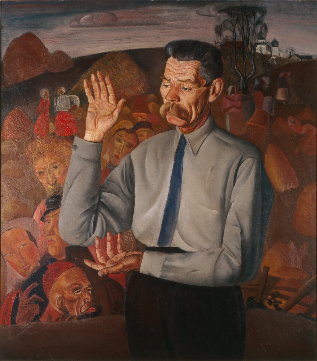 Porträt des Autors Maxim Gorki 1868-1939, 1926 von Boris Dmitrievich Grigoriev