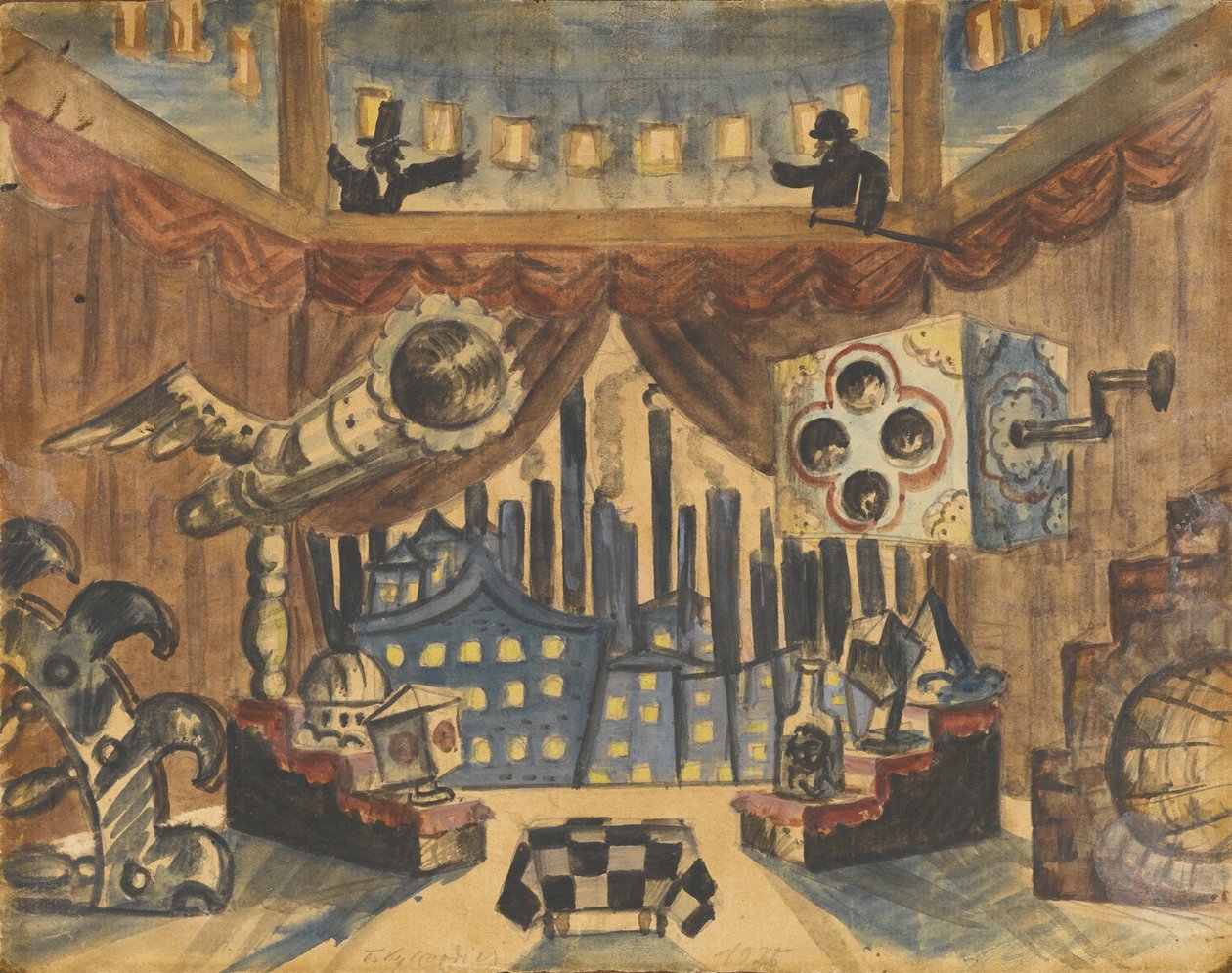 England. Bühnenbild für das Theaterstück Der Floh von E. Samjatin von Boris Mikhailovich Kustodiev