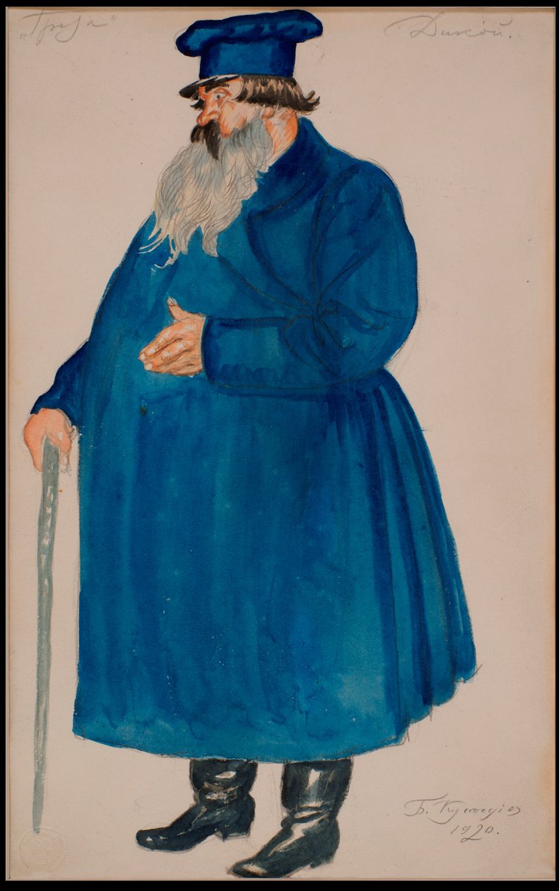 Kaufmann Dikoy. Kostümentwurf für das Stück Der Sturm von A. Ostrovsky, 1920 von Boris Mikhailovich Kustodiev