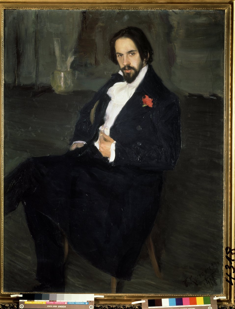 Porträt des Künstlers I. Bilibin von Boris Mikhailovich Kustodiev