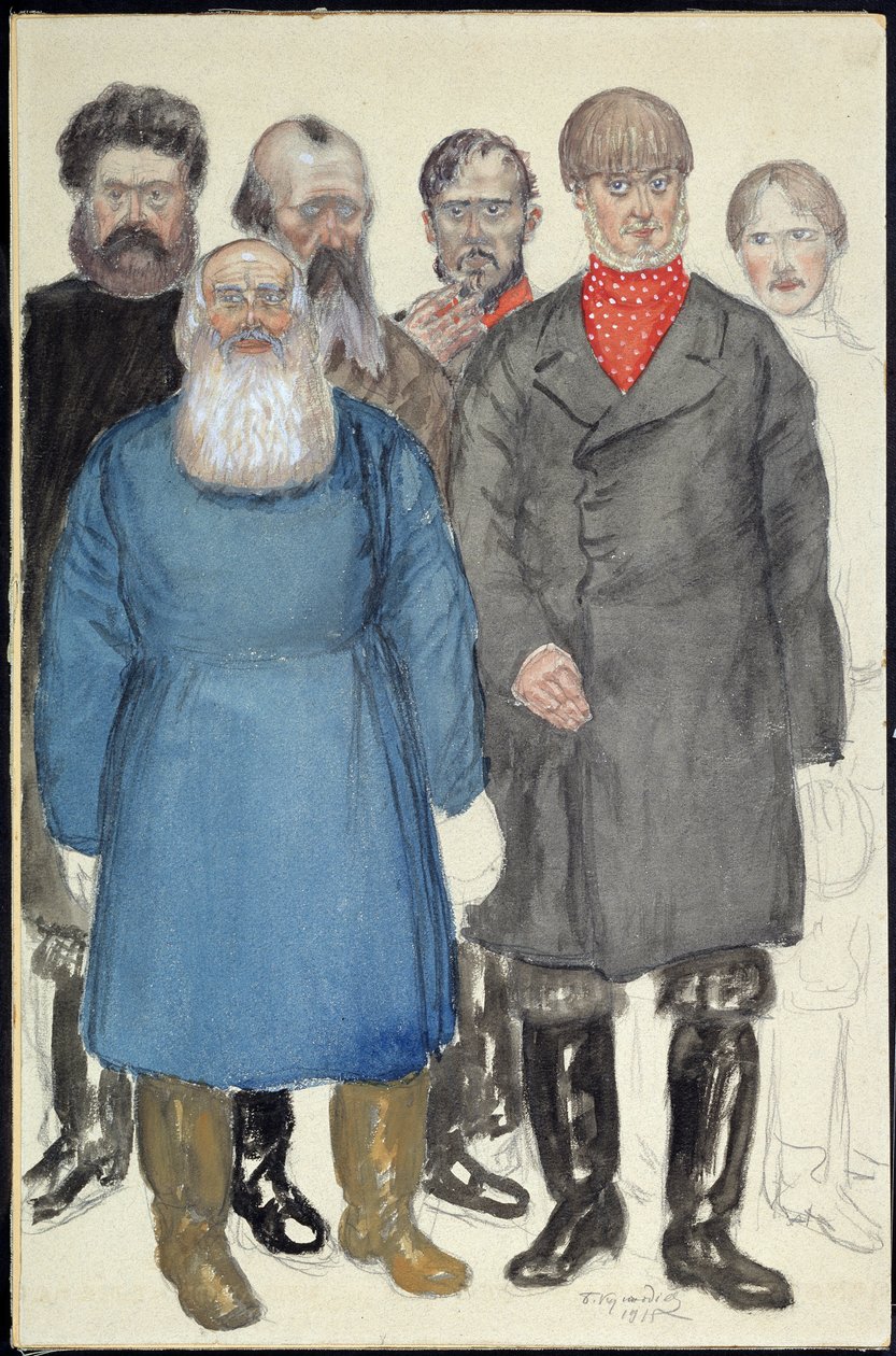 Kostümentwurf für das Theaterstück Wölfe und Schafe von Alexander Ostrowski von Boris Mikhailovich Kustodiev