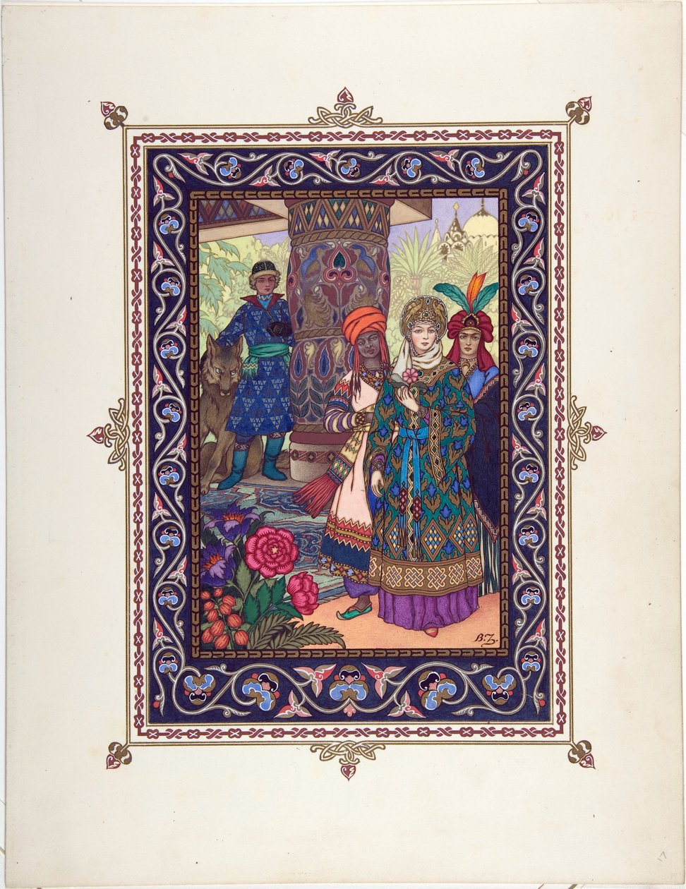 Illustration zum Märchen von Iwan Zarewitsch, dem Feuervogel und dem grauen Wolf von Boris Vasilievich Zvorykin