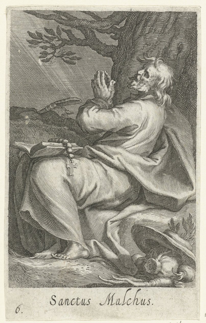 Heiliger Malchus von Chalcis als Einsiedler (Sanctus Malchus, Serie: Kluizenaars, Sacra eremvs ascetarvm) von Boëtius Adamsz. Bolswert