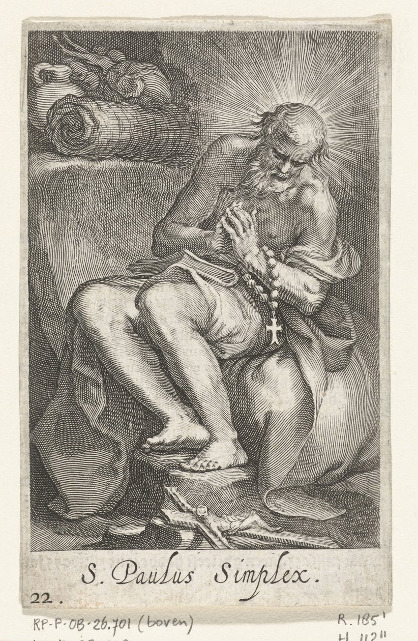 Heiliger Paulus von Ägypten als Einsiedler von Boëtius Adamsz. Bolswert