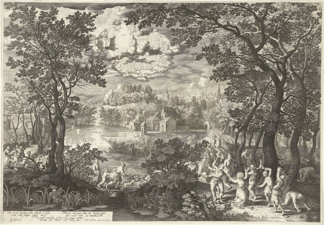 Landschaft mit Martyrium des heiligen Stephanus von Boëtius Adamsz. Bolswert