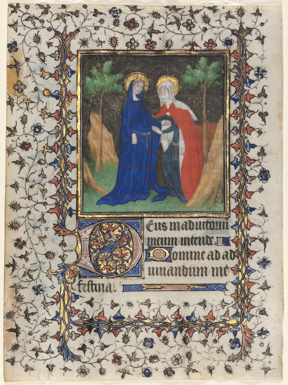Blätter aus einem Stundenbuch: Die Heimsuchung und Christus im Gericht, ca. 1415 von Boucicaut Master