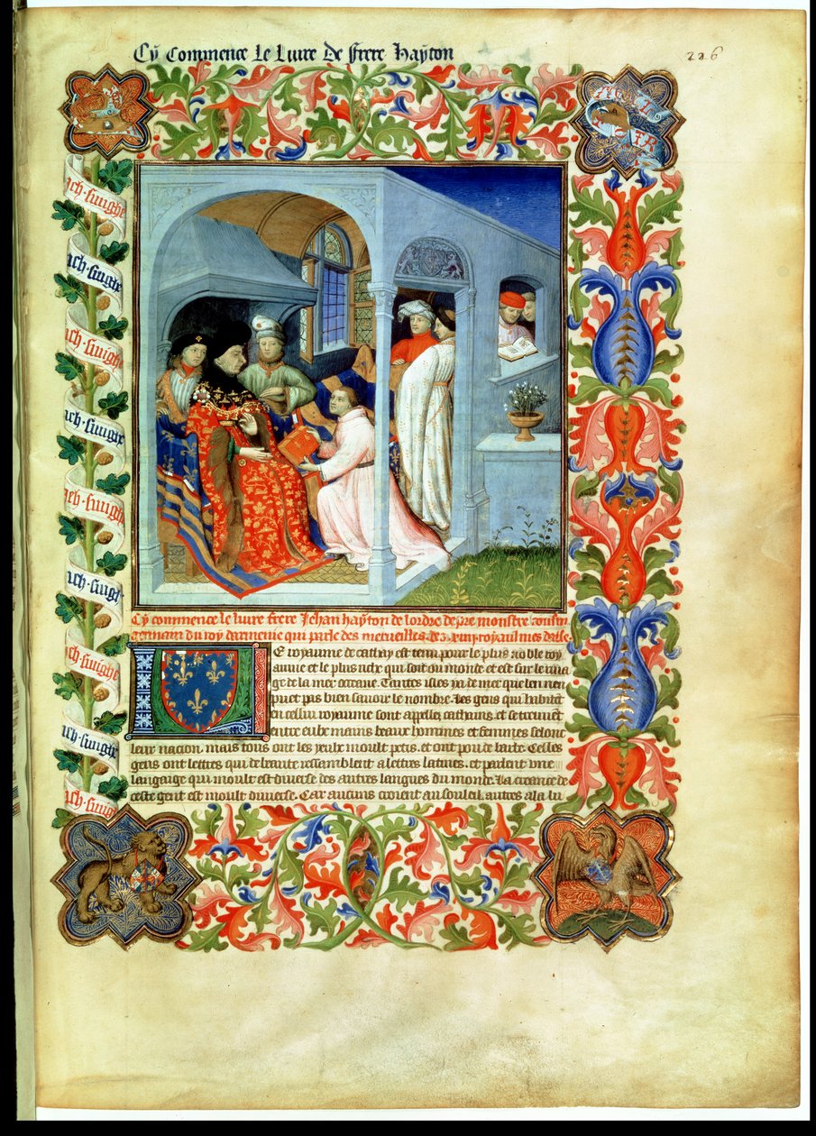 Ms Fr 2810 f.226, Bruder Hayton überreicht sein Buch an Jean Sans Peur, aus dem 
