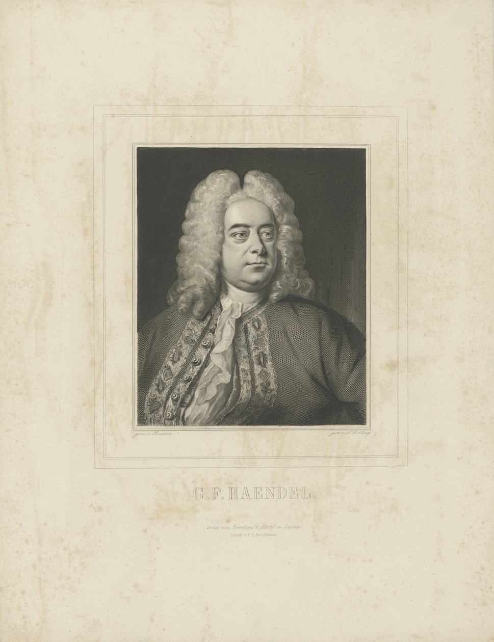 Porträt des Komponisten Georg Friedrich Händel 1685-1759, ca. 1840 von Breitkopf and Härtel