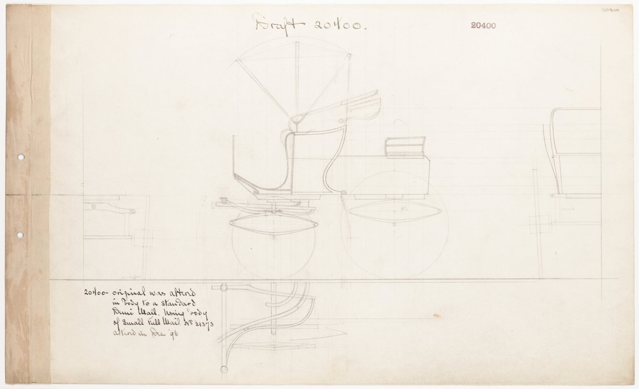 Arbeitszeichnung für Demi-Mail Phaeton, Nr. 20400 von Brewster and Co.