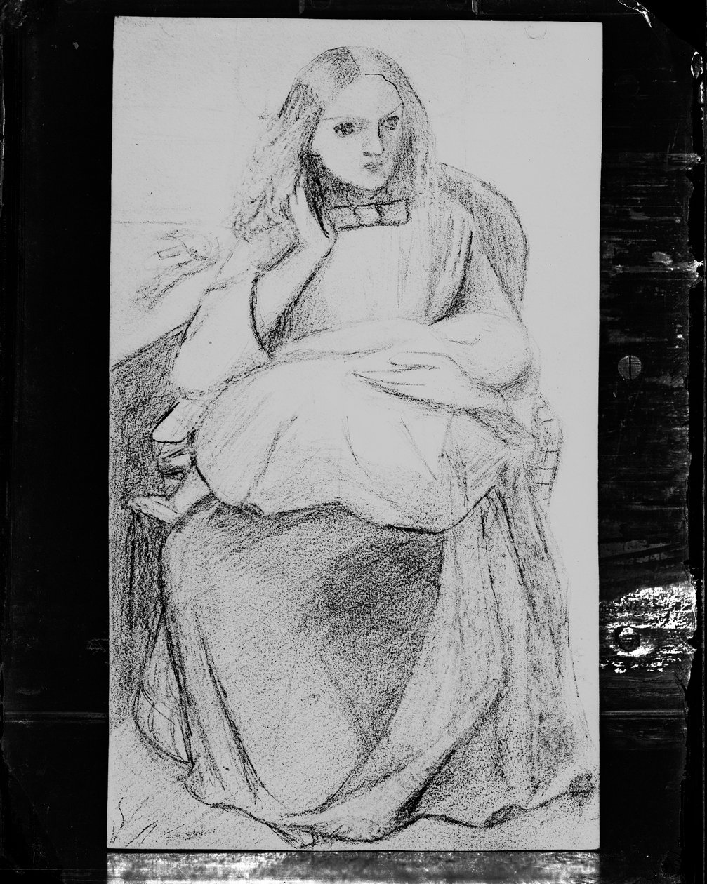Fotografische Reproduktion von "Figure Study of Seated Woman with Child" von British Photographer