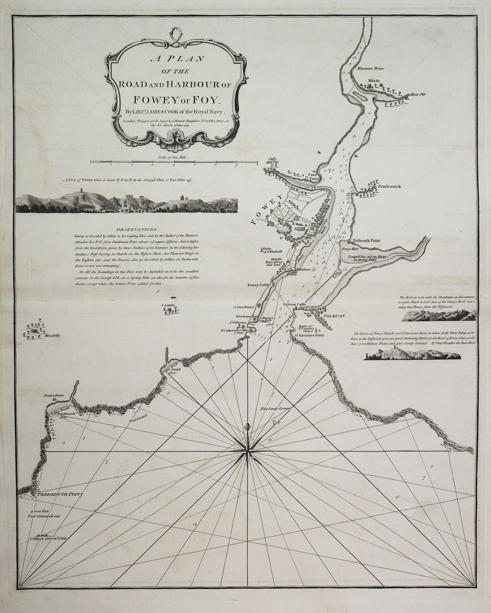 Ein Plan der Straße und des Hafens von Fowey oder Foy von Leutnant James Cook der Royal Navy von British School