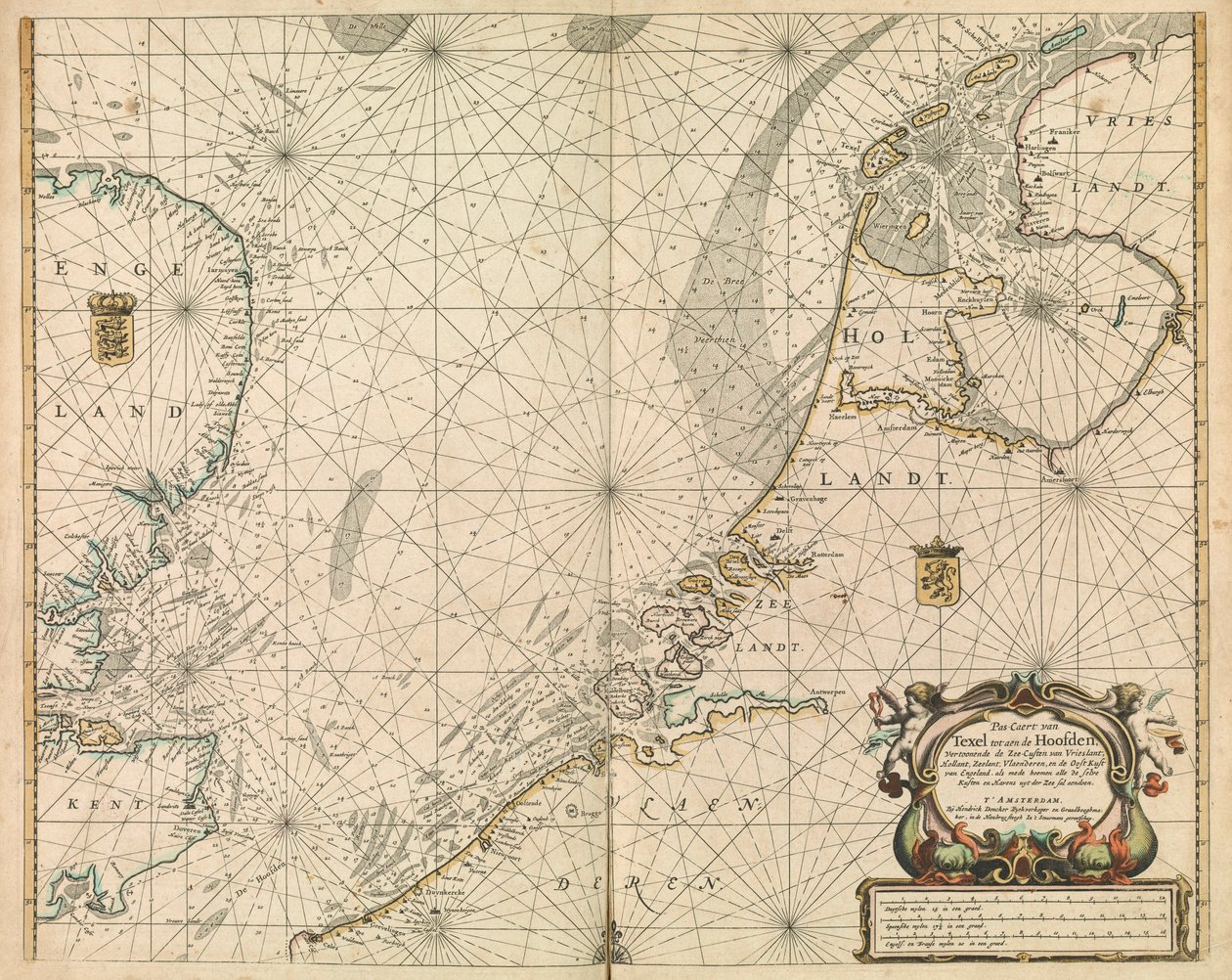 Karte der Nordsee und der niederländischen Küste von British School