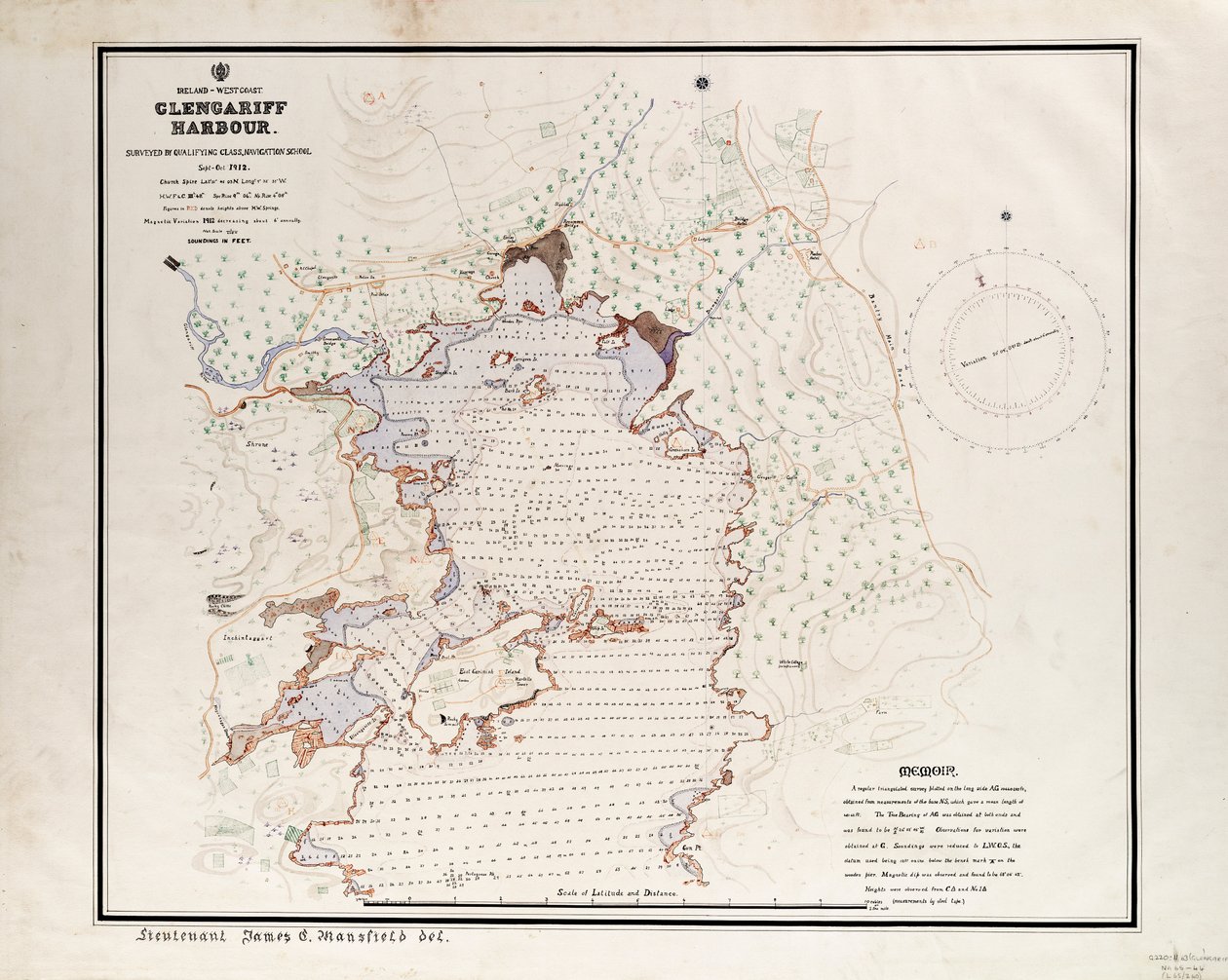 Irland - Westküste, Glengariff-Hafen. Vermessen von der Qualifizierungsklasse, Navigationsschule Sept - Okt 1912 von British School