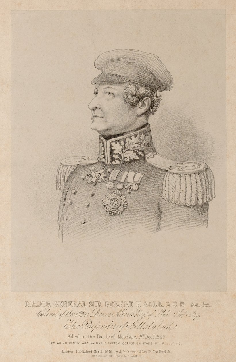 Generalmajor Sir Robert Sale GCB und Oberst des 13. Regiments von Prinz Alberts Leichter Infanterie, Der Verteidiger von Jellalabad von British School
