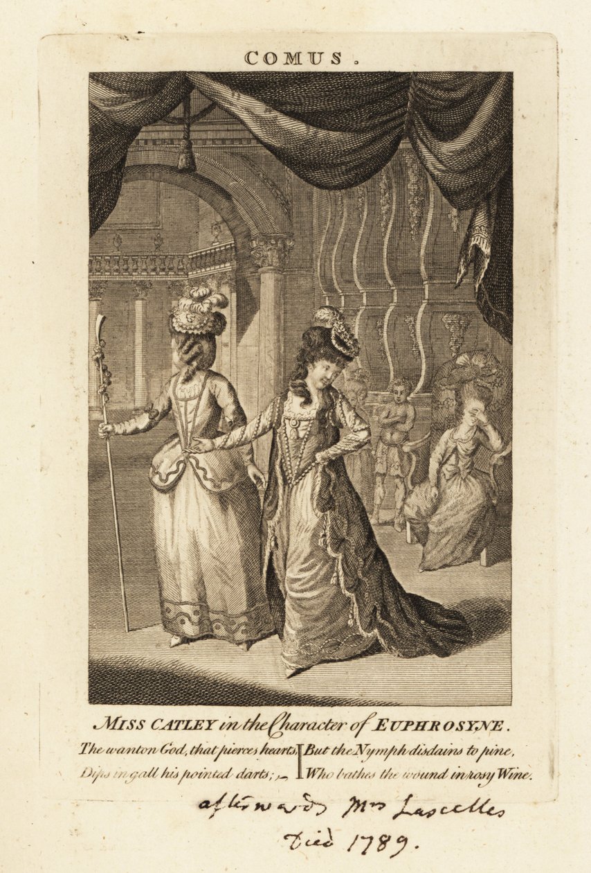 Miss Ann Catley in der Rolle der Euphrosyne in John Miltons Comus von British School