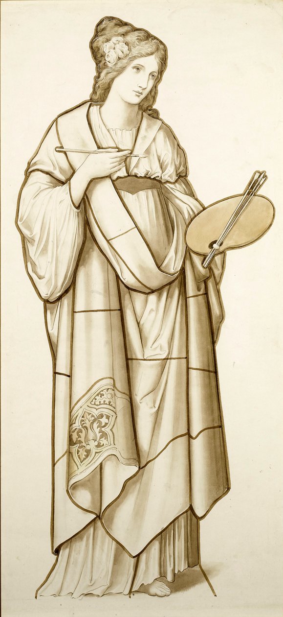 Muse der Malerei – Karton für Buntglas, ca. 1890 von British School