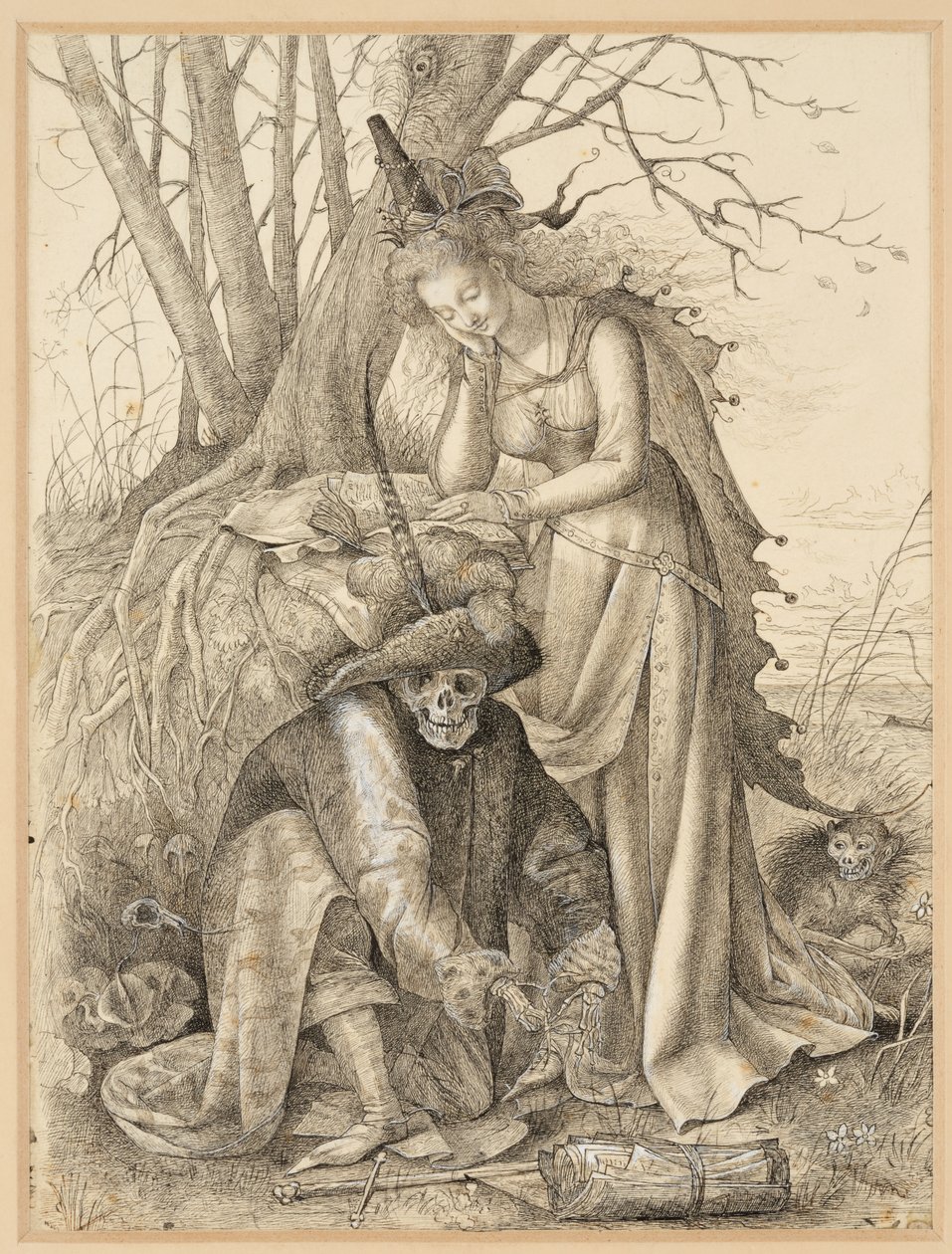 Vanitas-Allegorie: Tod und eine junge Frau von British School