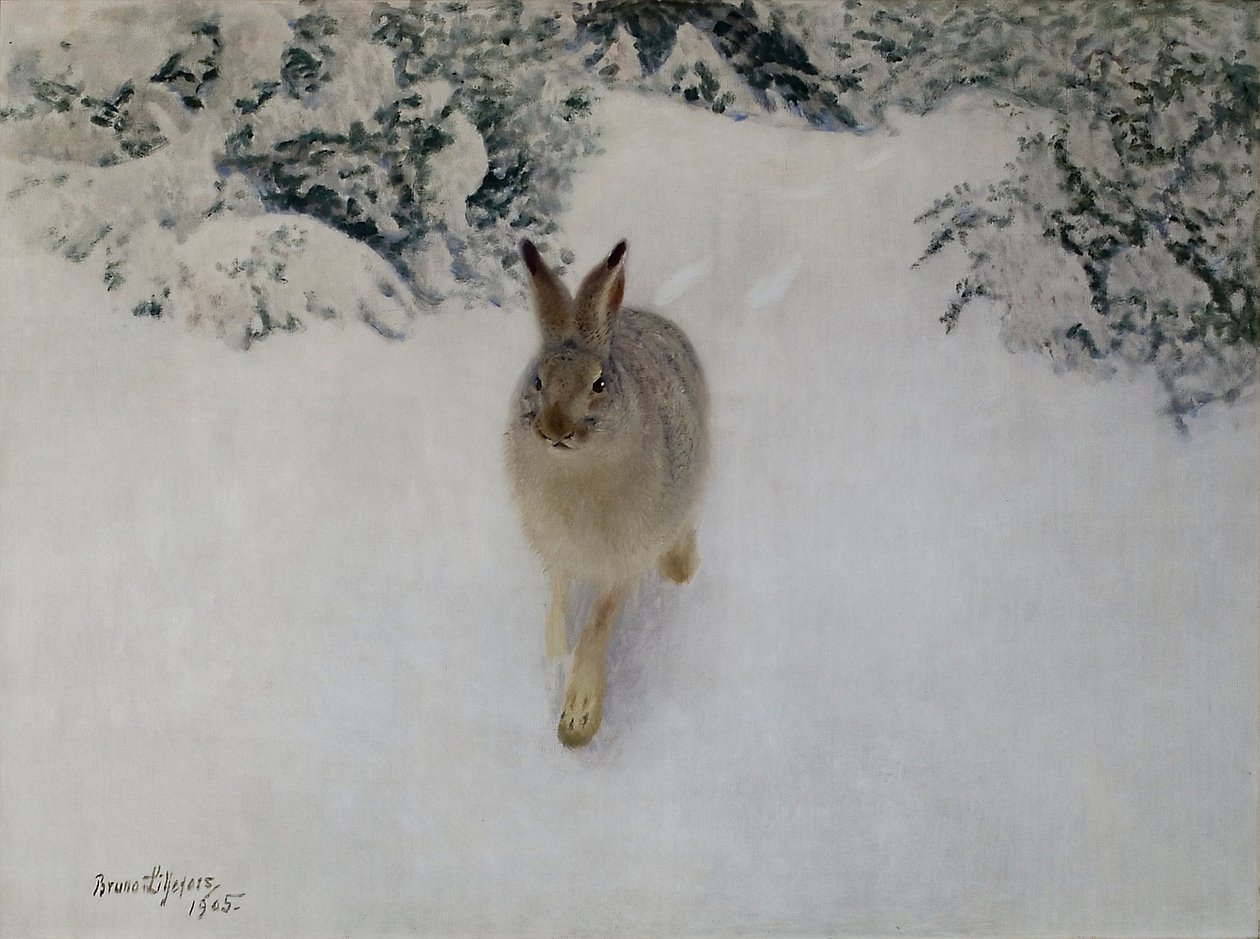 Hase im Winter von Bruno Andreas Liljefors