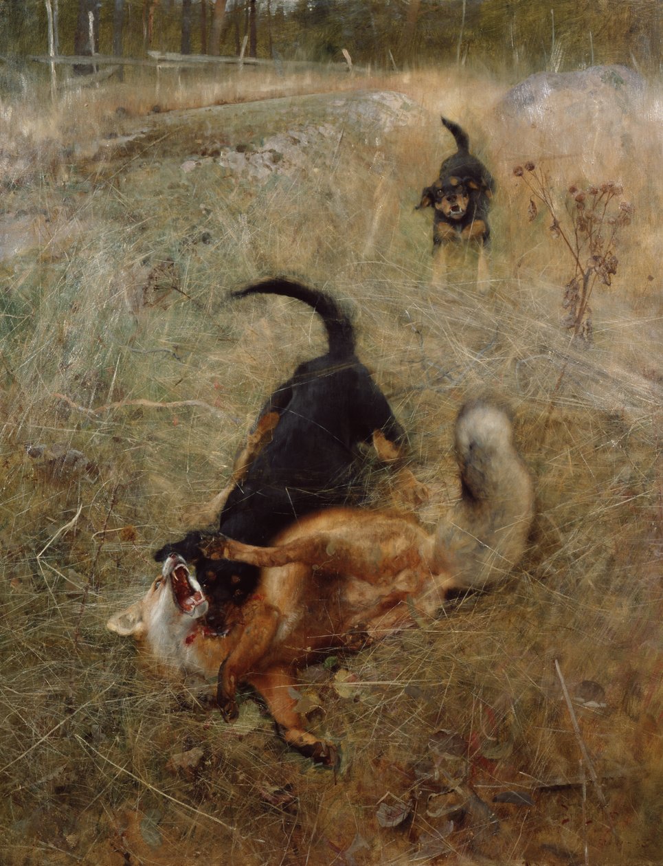 Hunde und Fuchs von Bruno Andreas Liljefors