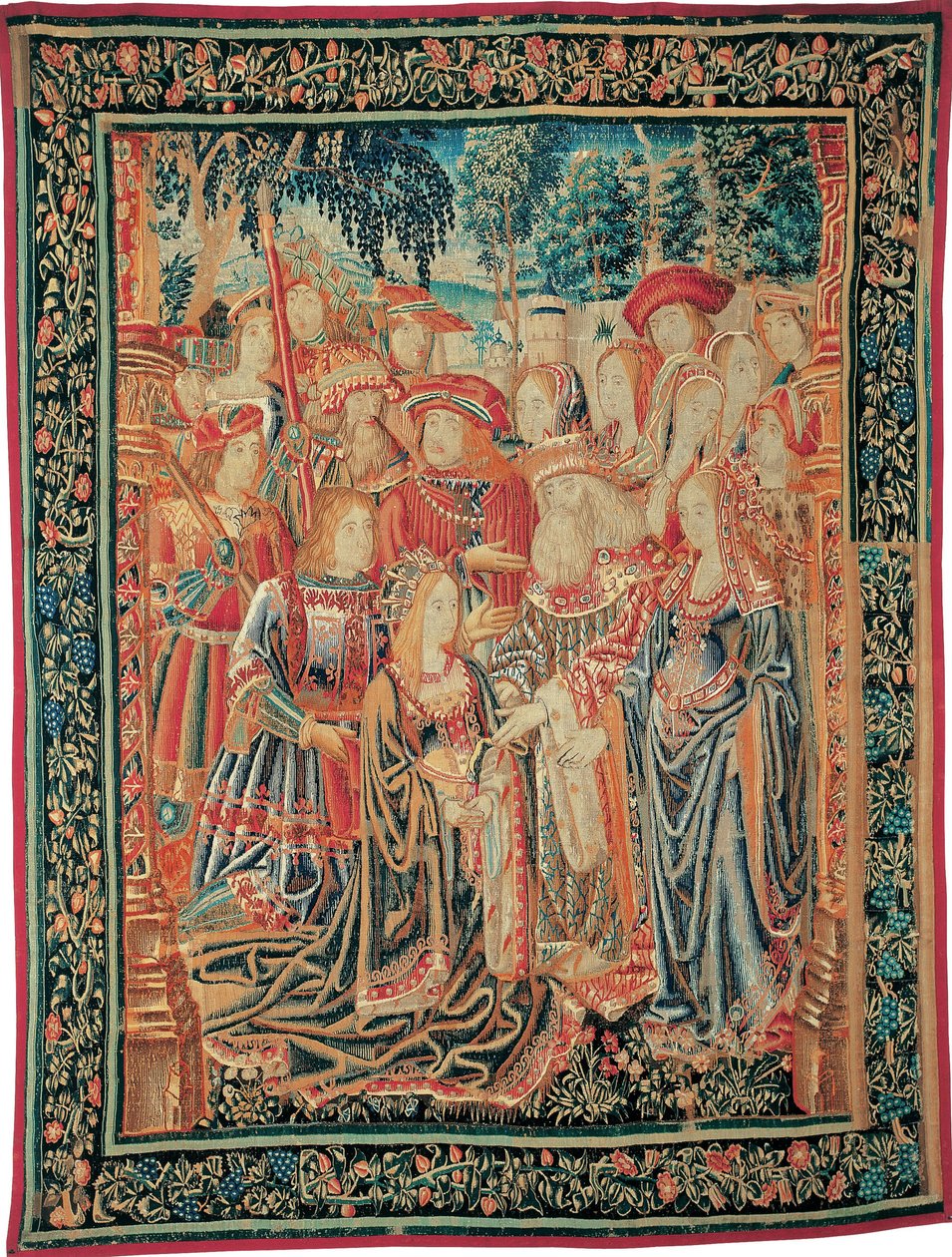 Die Geschichte von Troja. Die Begnadigung von Helena, um 1520 von Brussels Manufactory