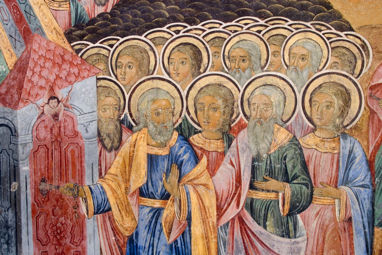 Bulgarien, Rila-Kloster, Fresko in der Kirche der Geburt der Jungfrau von Bulgarian School