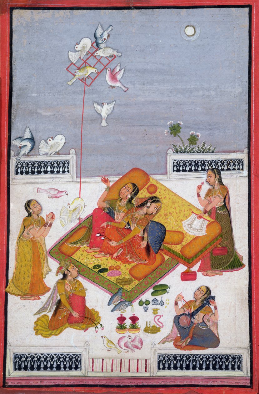 Damen beobachten Tauben, 1770 von Bundi School
