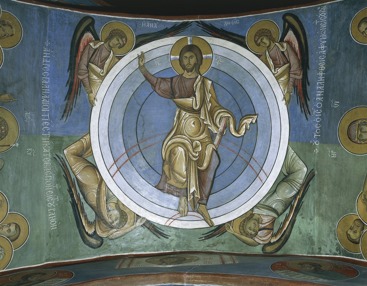 Gemälde von Jesus Christus mit Engeln, Panagia Too Araka, Lagoudera, Zypern von Byzantine